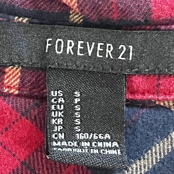 Forever 21 Plaid Spiked Shoulders Long Sleeve Button Up Shirt Size Small‎ - Picture 7 of 9